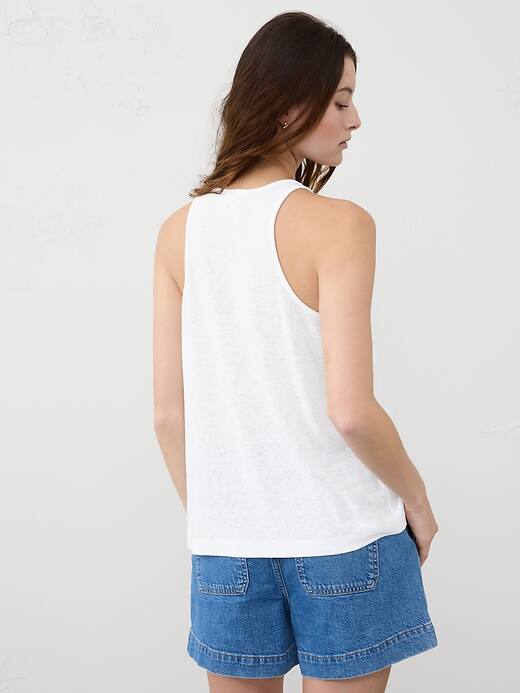 Linen-Blend Racer-Back Tank