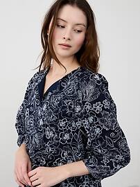 Puff-Sleeve Peplum Mini Shift