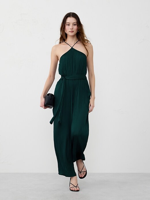 Halter Elastic-Waist Jumpsuit