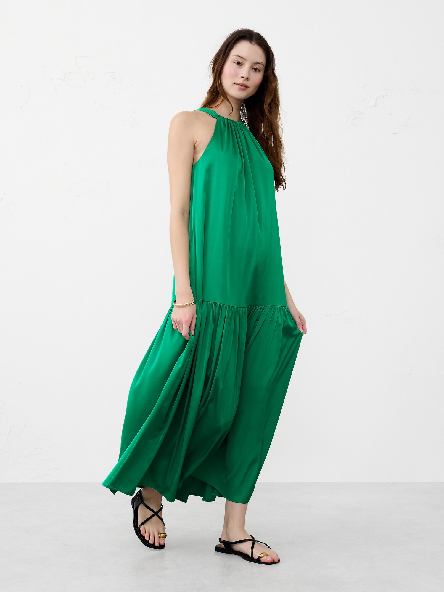 Gathered Halter Maxi Dress