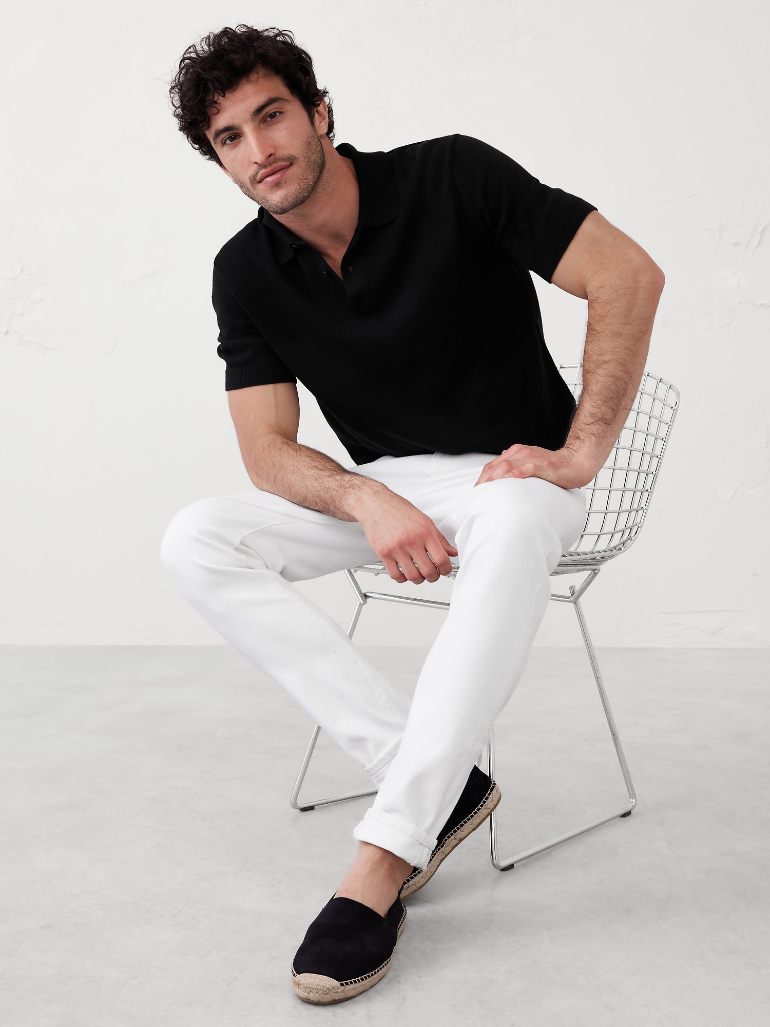 Mesh Striped Polo