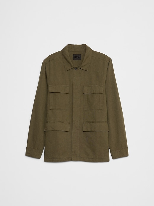 REPUBLIC オリーブ ジャケット NS Linen-Blend Field Jacket | Banana Republic Factory