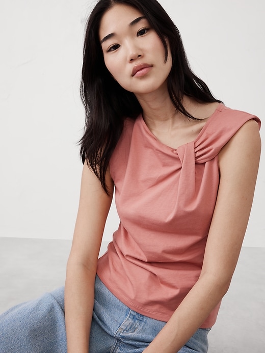 Premium Cotton Twist Shoulder Top