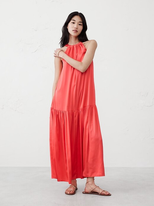 Gathered Halter Maxi Dress | Banana Republic Factory