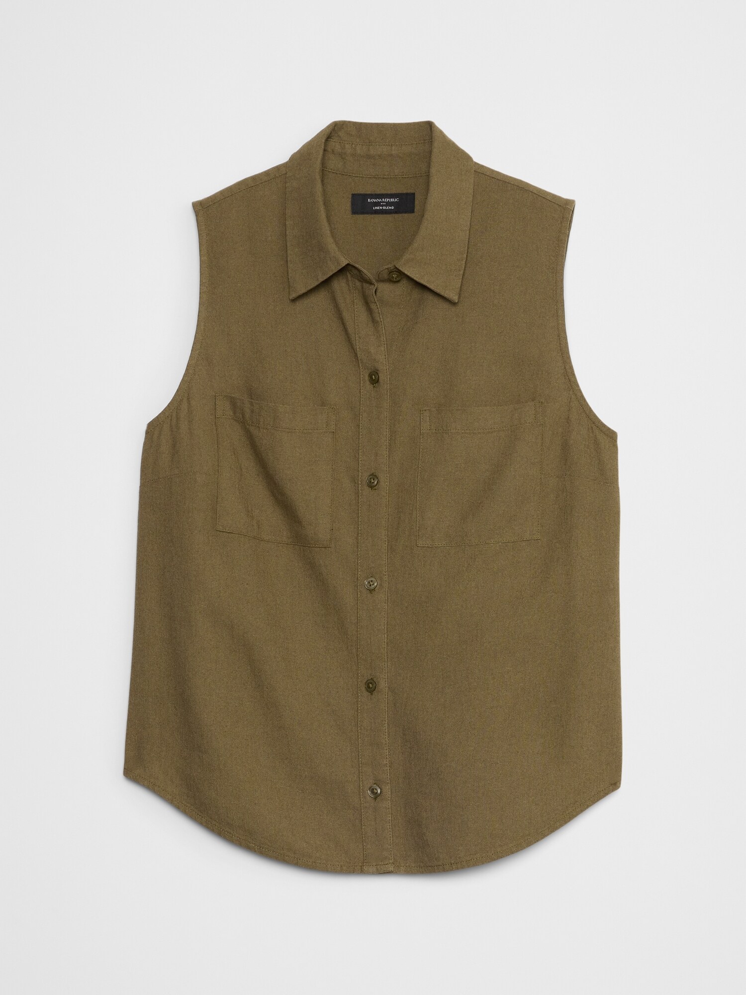 Linen-Blend Pocket Shirt