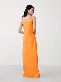 Silky Twill Slit Maxi Dress