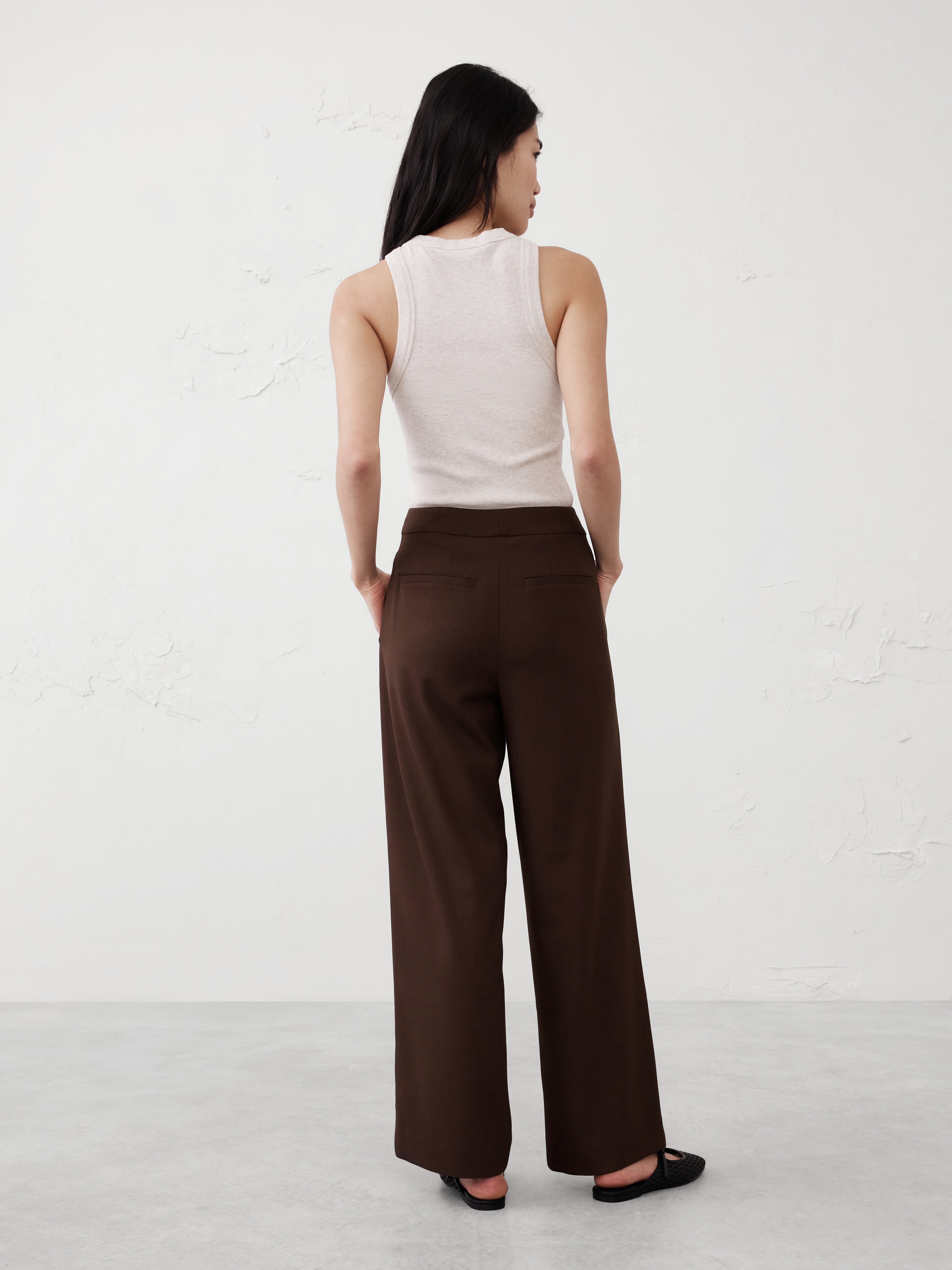 Wide-Leg High-Rise Pleated Pull-On Pant | Banana Republic Factory