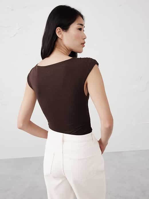 Crossover Front Shirred Top