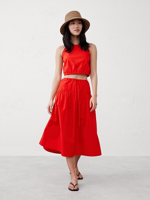 Strappy Bubble-Hem Cropped Top