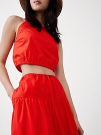 Strappy Bubble-Hem Cropped Top