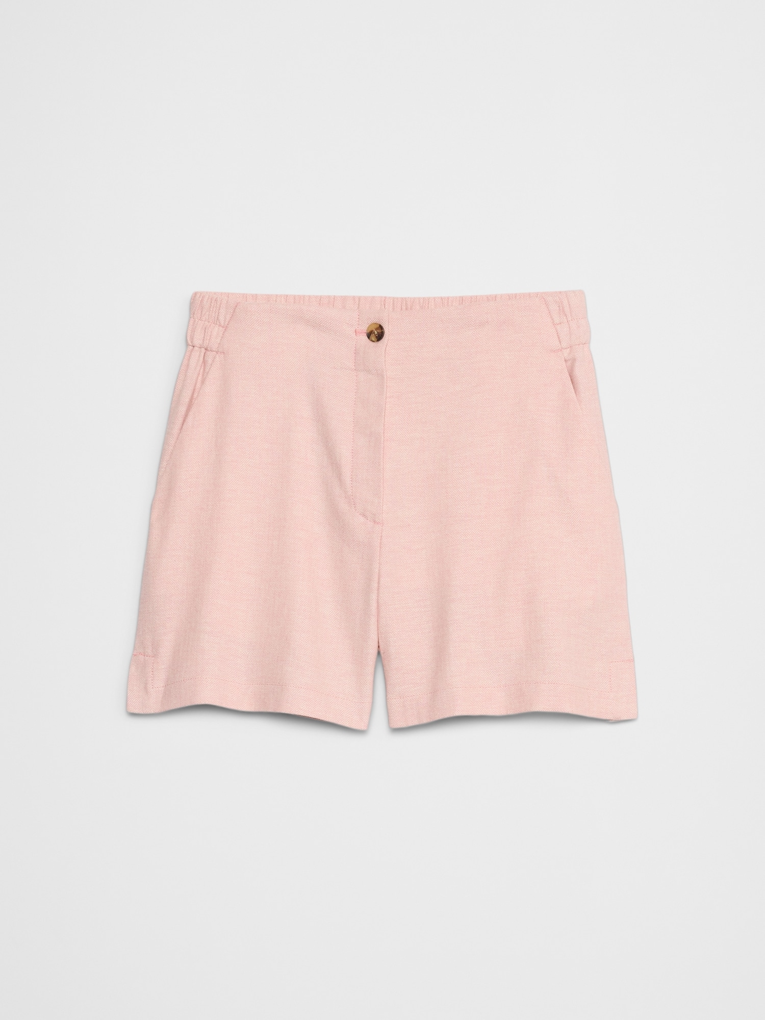 Linen-Blend Herringbone E-Waist Short