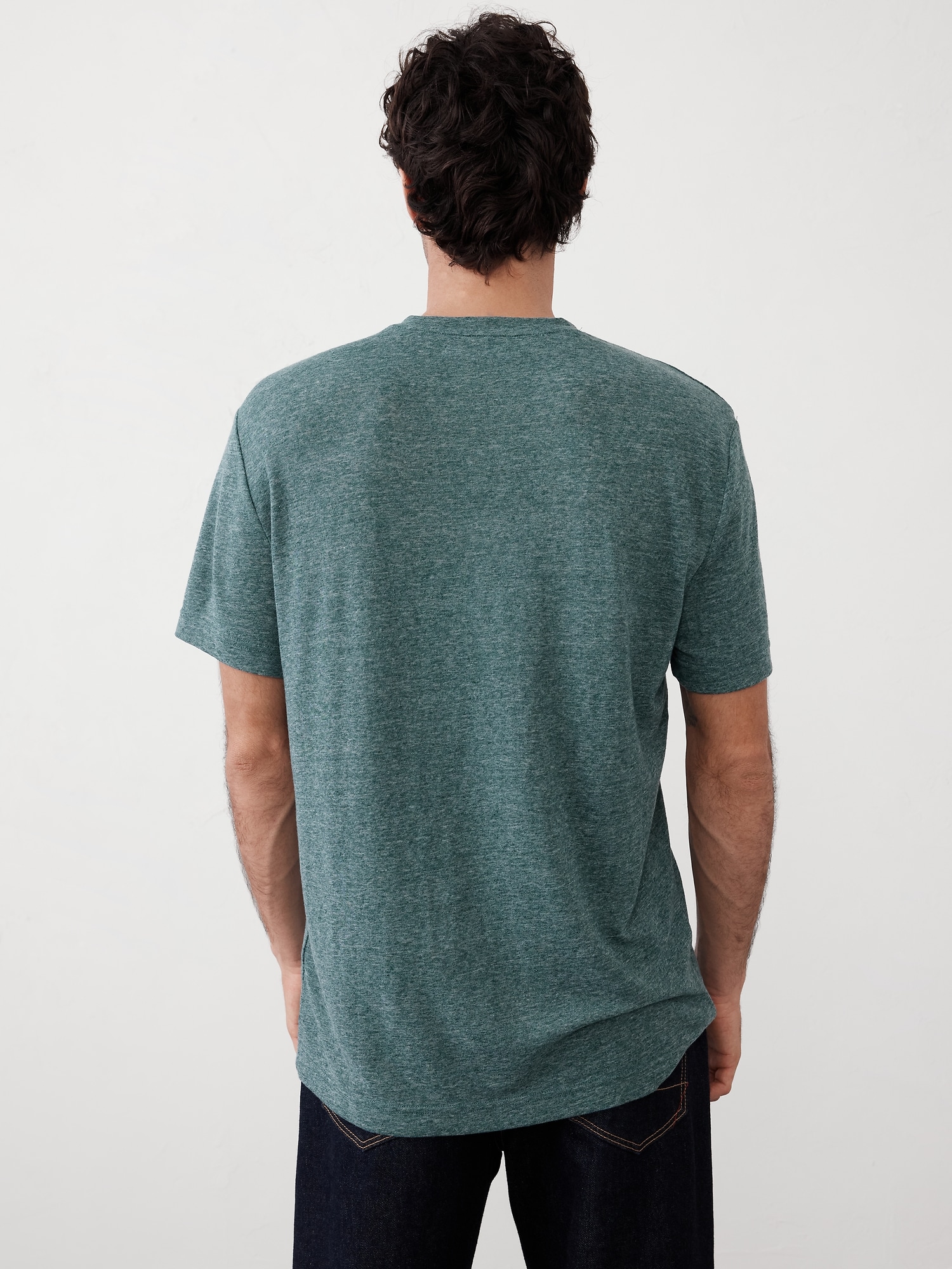 Linen-Blend Notch-Neck T-Shirt
