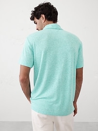 Linen-Blend Johnny Collar Polo