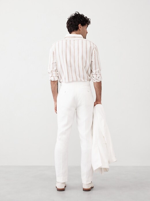 Tailored-Fit Linen-Blend White Tuxedo Pants