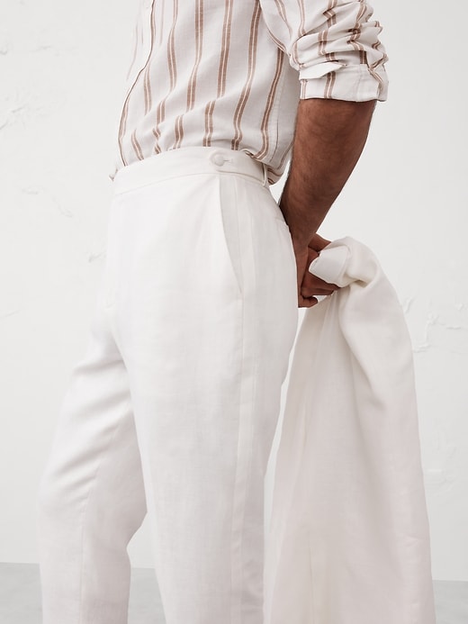 Tailored-Fit Linen White Tuxedo Pants