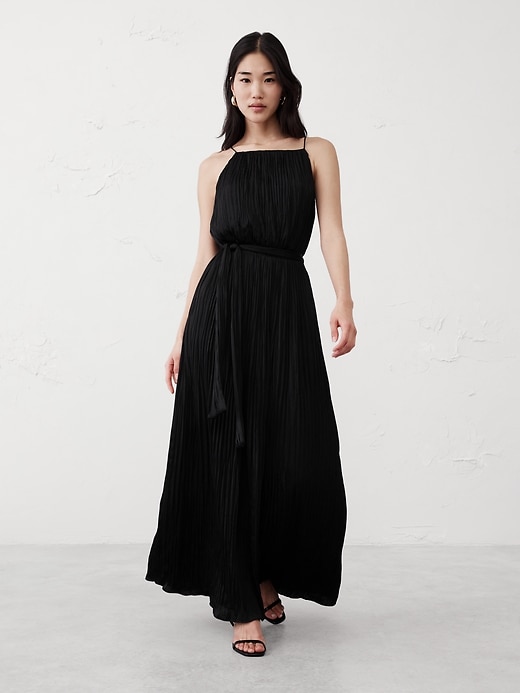 High-Neck Jacquard Midi Dress