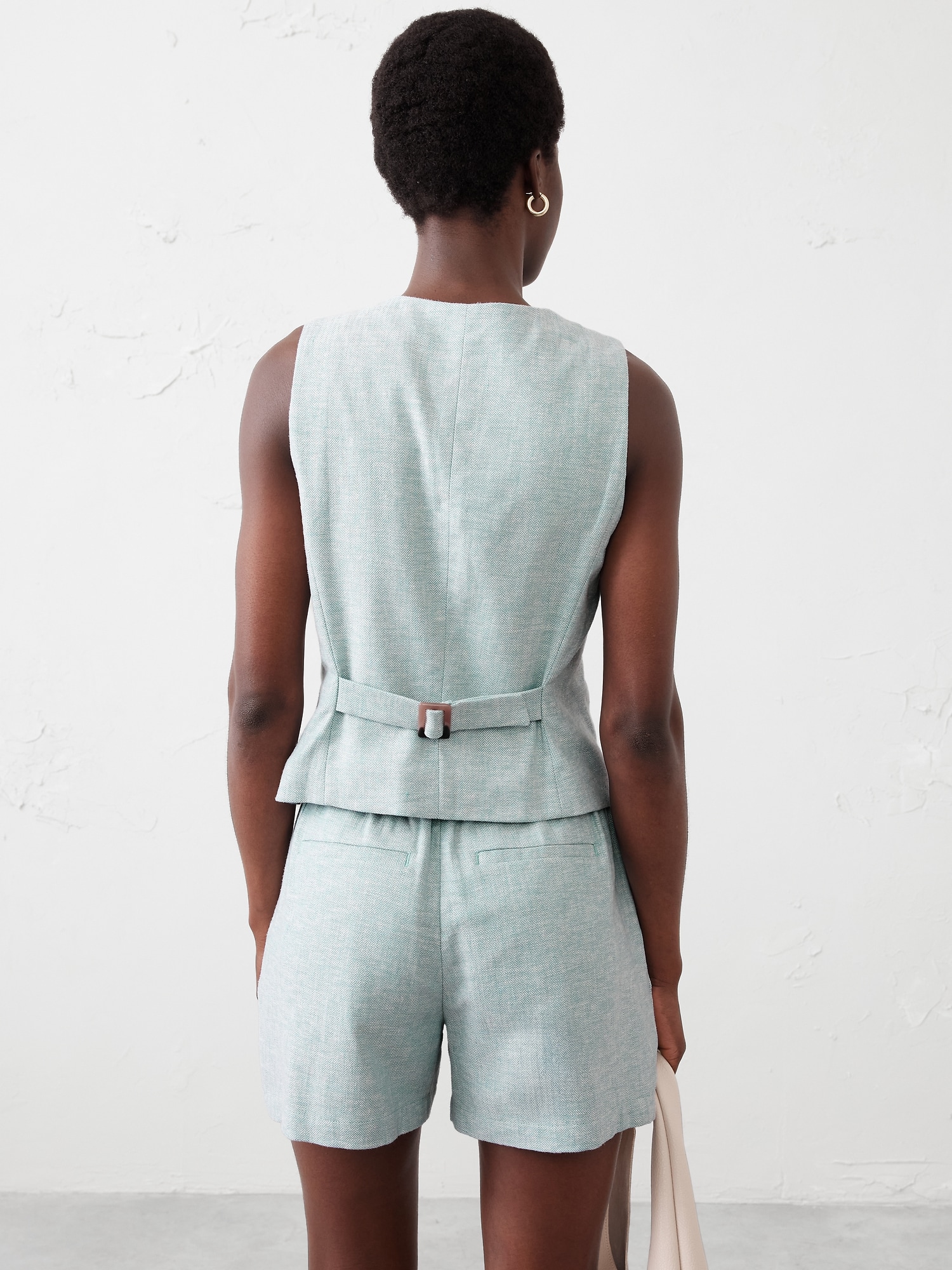 Linen-Blend Classic Vest