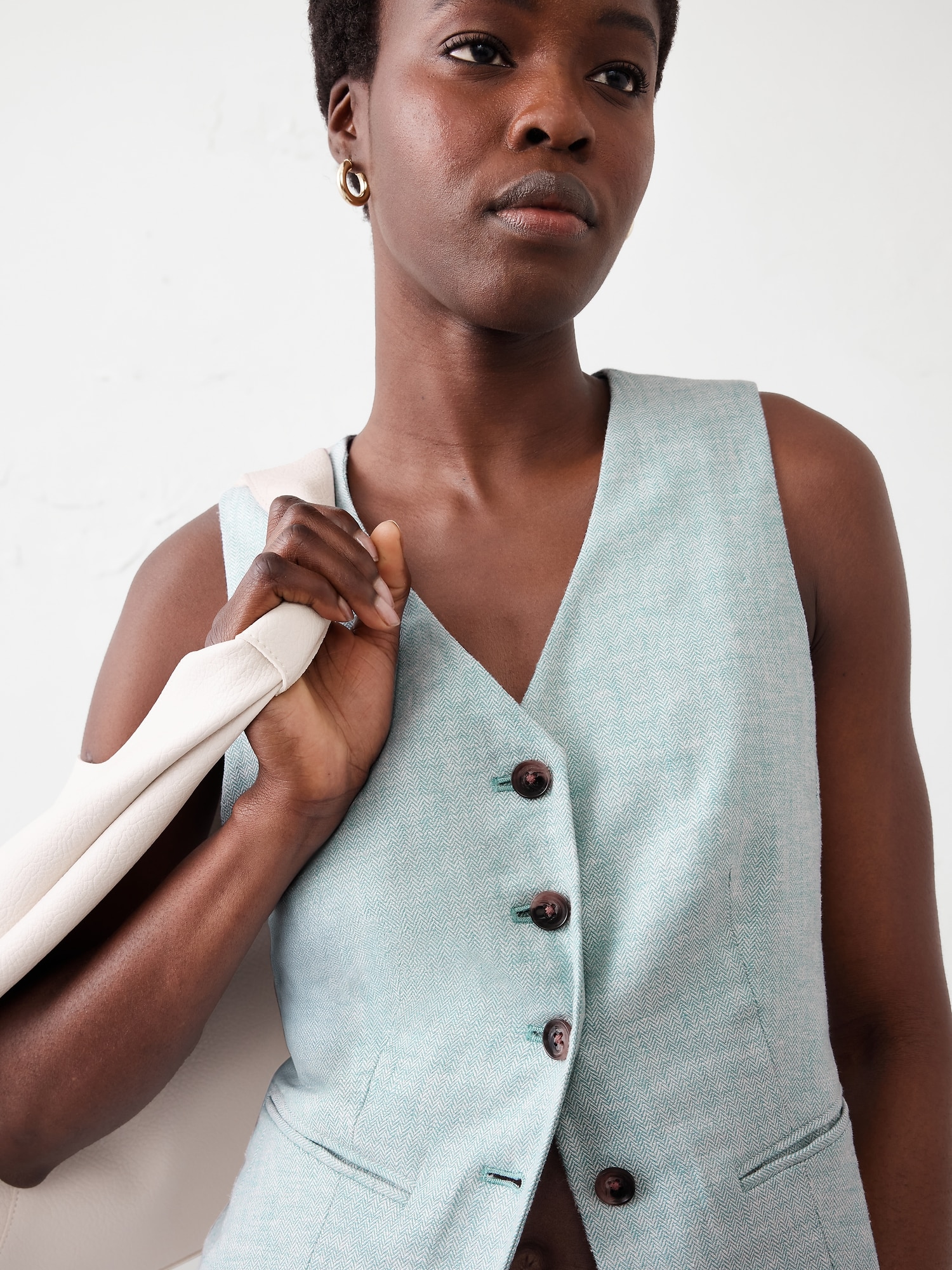 Linen-Blend Classic Vest