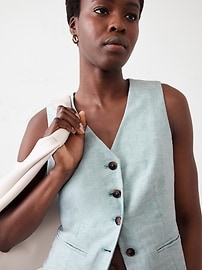 Linen-Blend Classic Vest