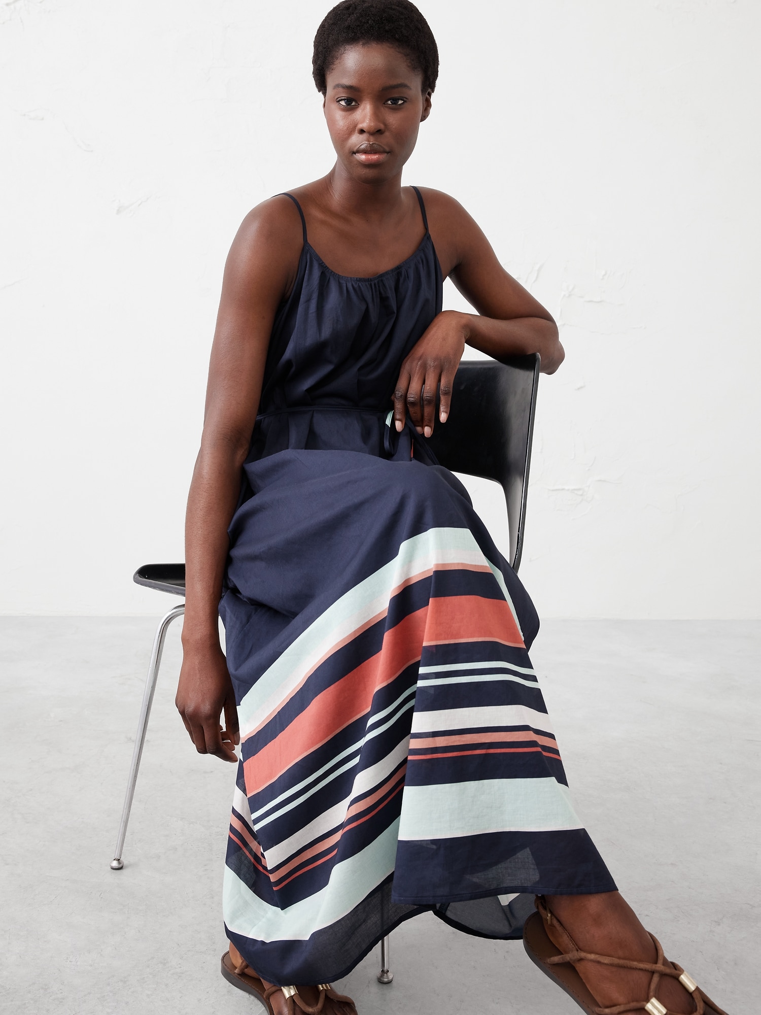 Tie-Waist Organza Maxi Dress