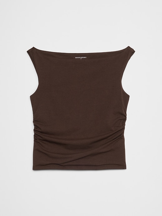 【こうすけ】 BANANA REPUBLIC Soft Stretch Shirred-Waist Boat-Neck Top | Banana Republic