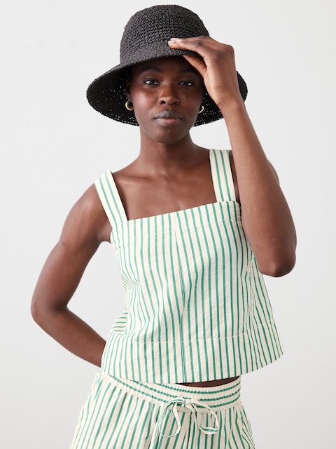Seersucker Boxy Topstitch Tank