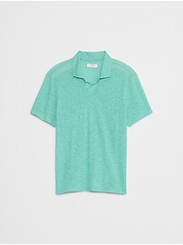 Linen-Blend Johnny Collar Polo