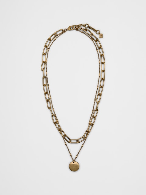 Disc Paperclip Layered Necklace