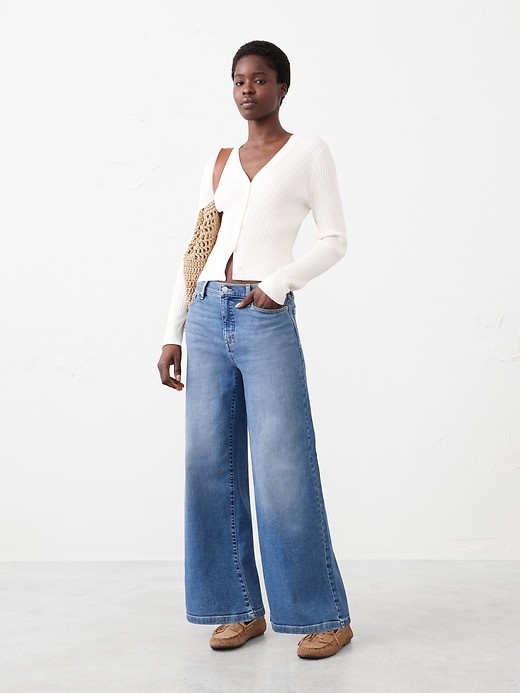 Wide-Leg High-Rise Cropped Jean
