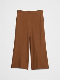 Wide-Leg Linen-Blend Cropped Pull-On Pant
