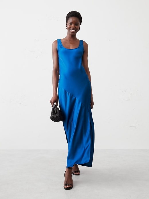 banana republic blue silk dress ZAPAKA Women Pleated Work Dress with Short Sleeves Ivory Business Casual Dress, Dark Navy / US14 main image 0