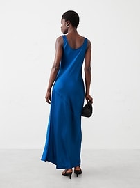 Silky Twill Slit Maxi Dress