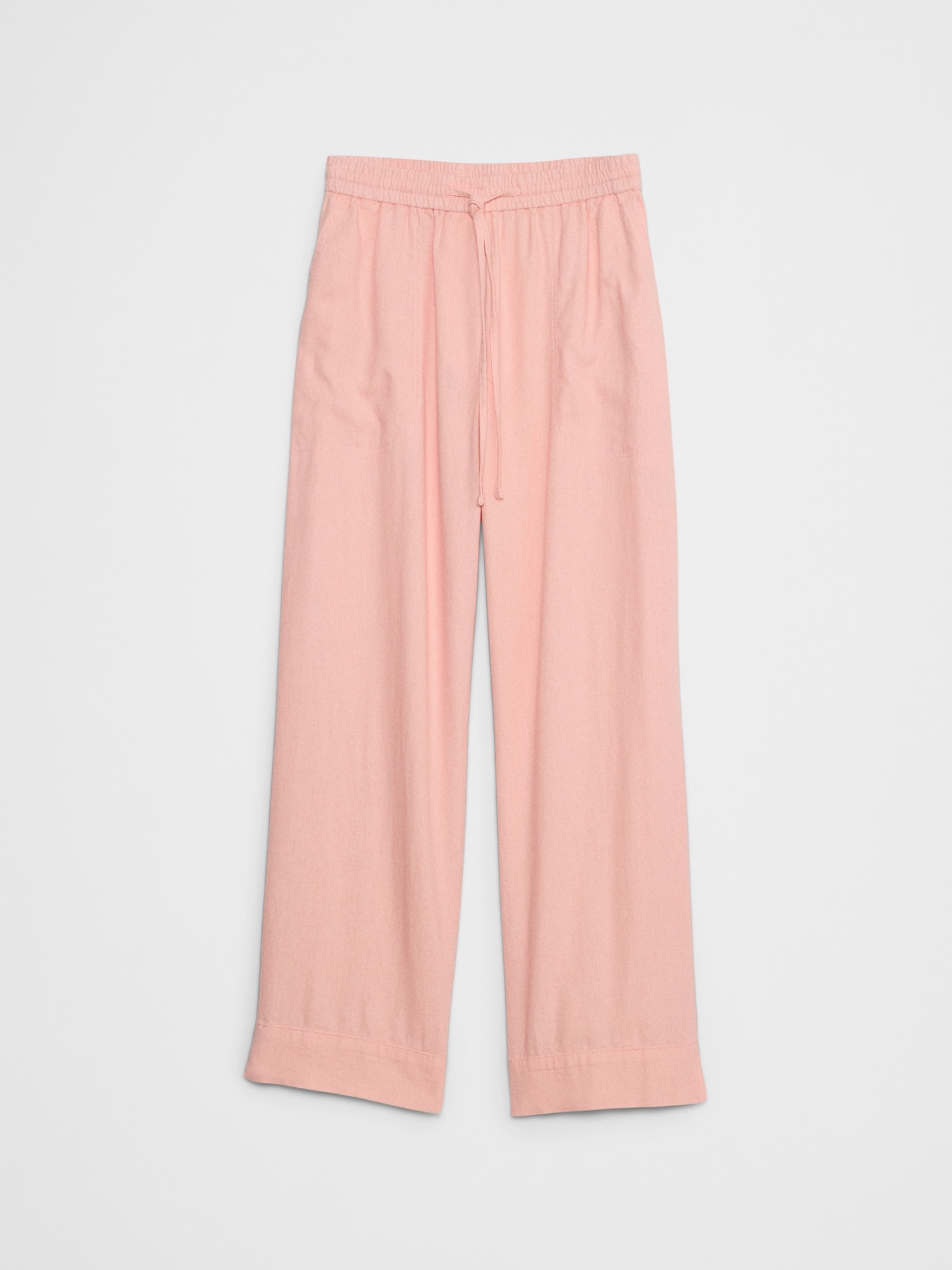 Straight Linen-Blend Pull-On Pant