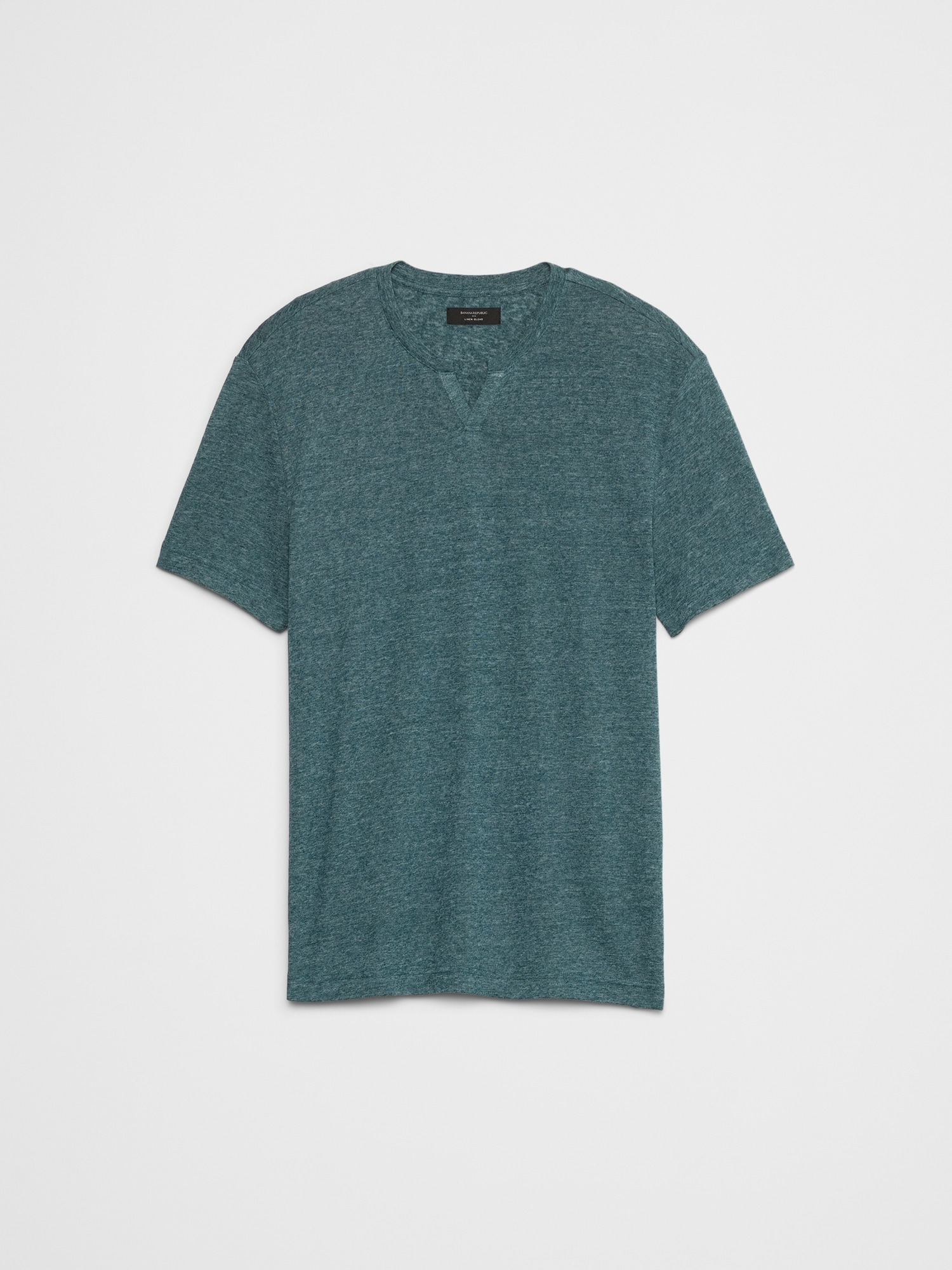 Linen-Blend Notch-Neck T-Shirt
