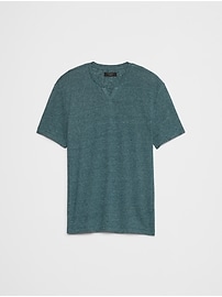 Linen-Blend Notch-Neck T-Shirt