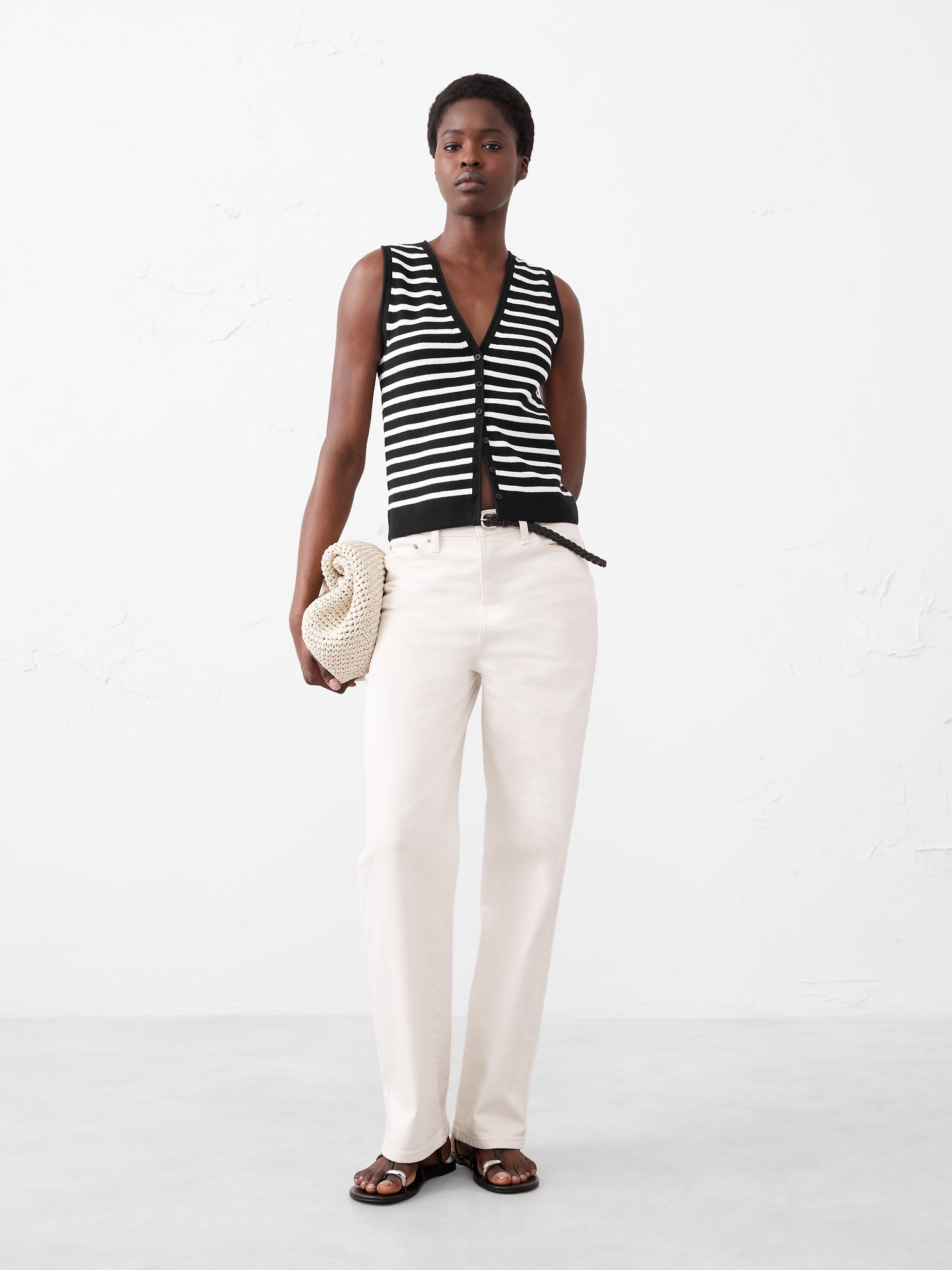 Striped V-Neck Sweater Vest