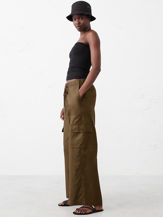 Wide-Leg High-Rise Cargo Pull-On Pant