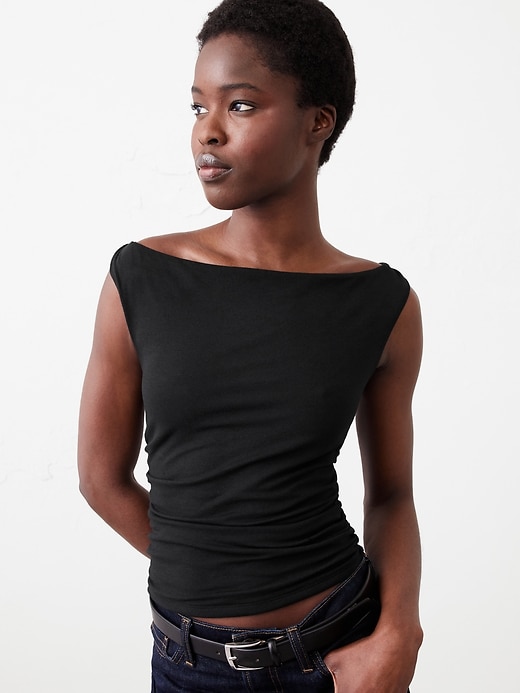 Crossover Front Shirred Top