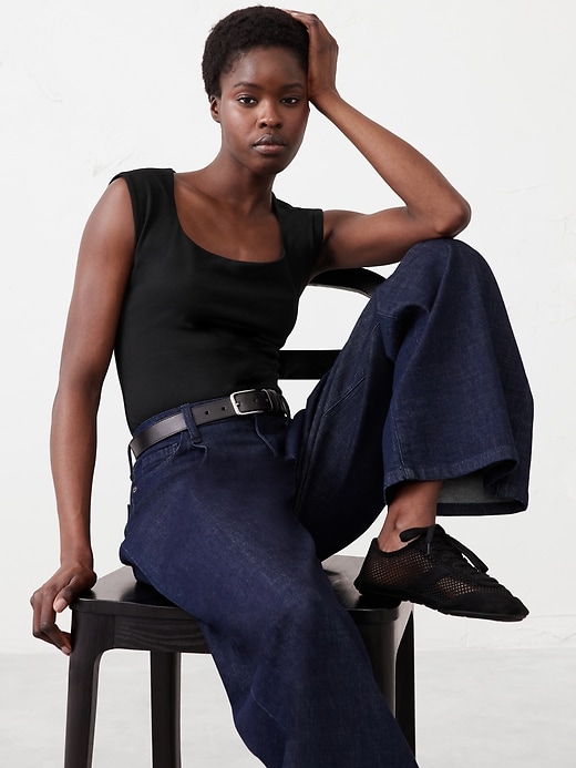 Scoop-Neck Soft Stretch Top