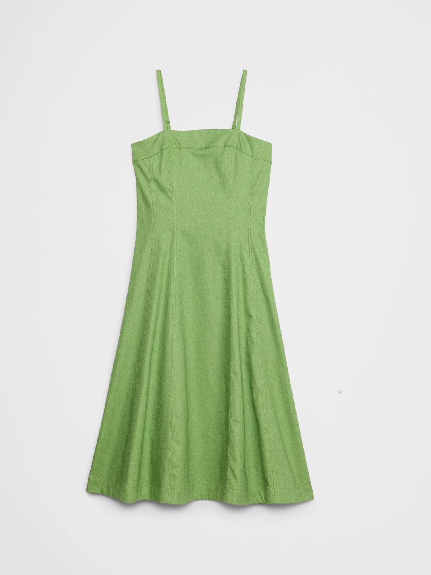 Linen-Blend Seamed Midi Dress