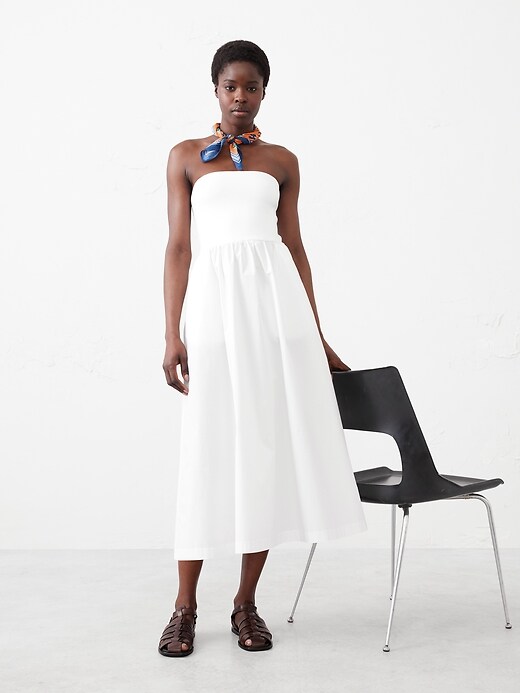 Strappy Mixed Media Midi Dress