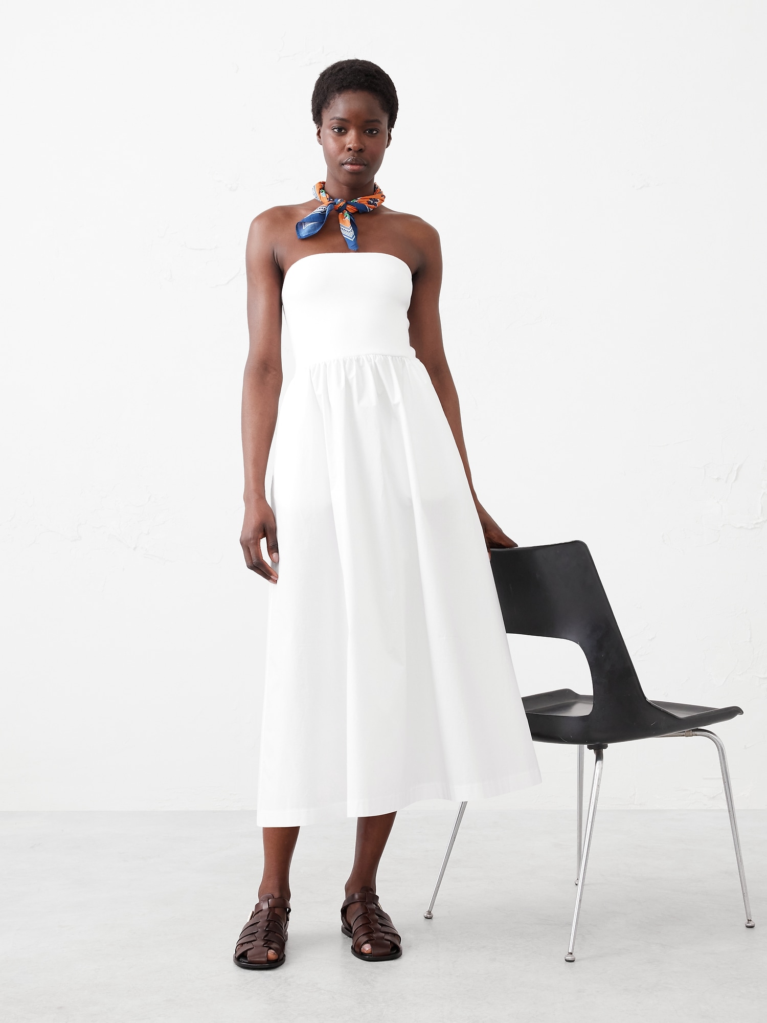 Strappy Mixed Media Midi Dress