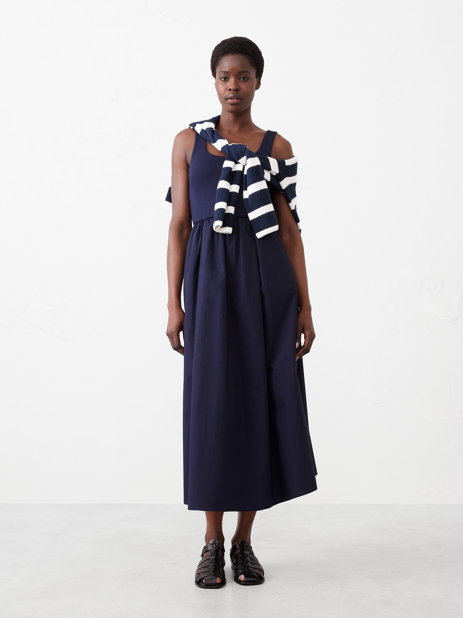 Tank Mixed Media Midi Dress
