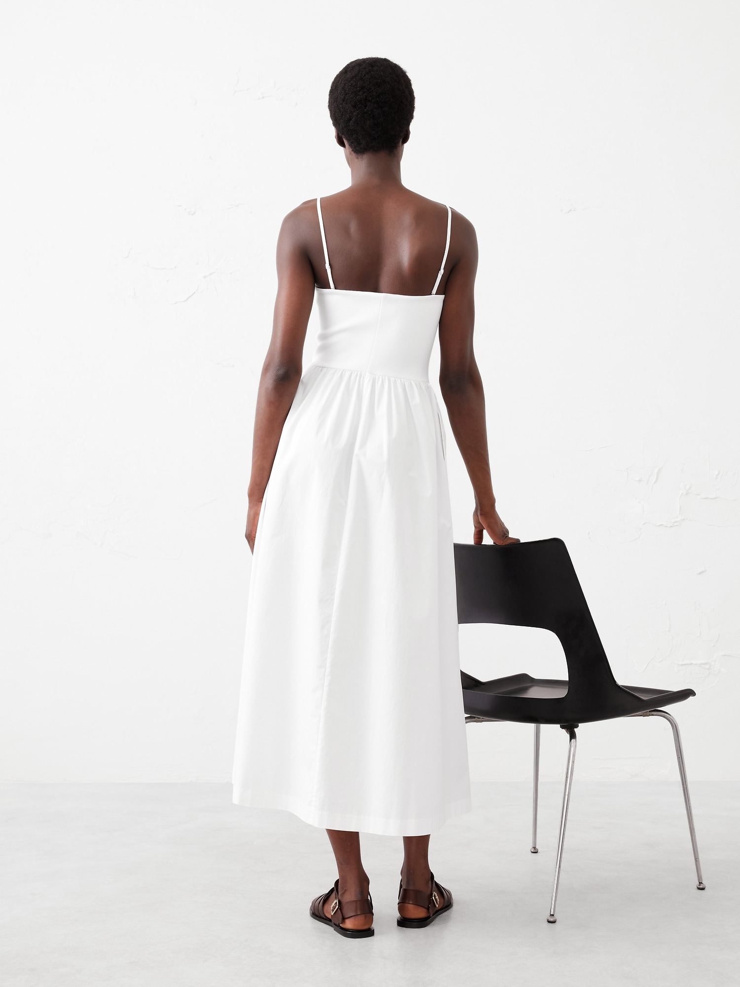 Strappy Mixed Media Midi Dress