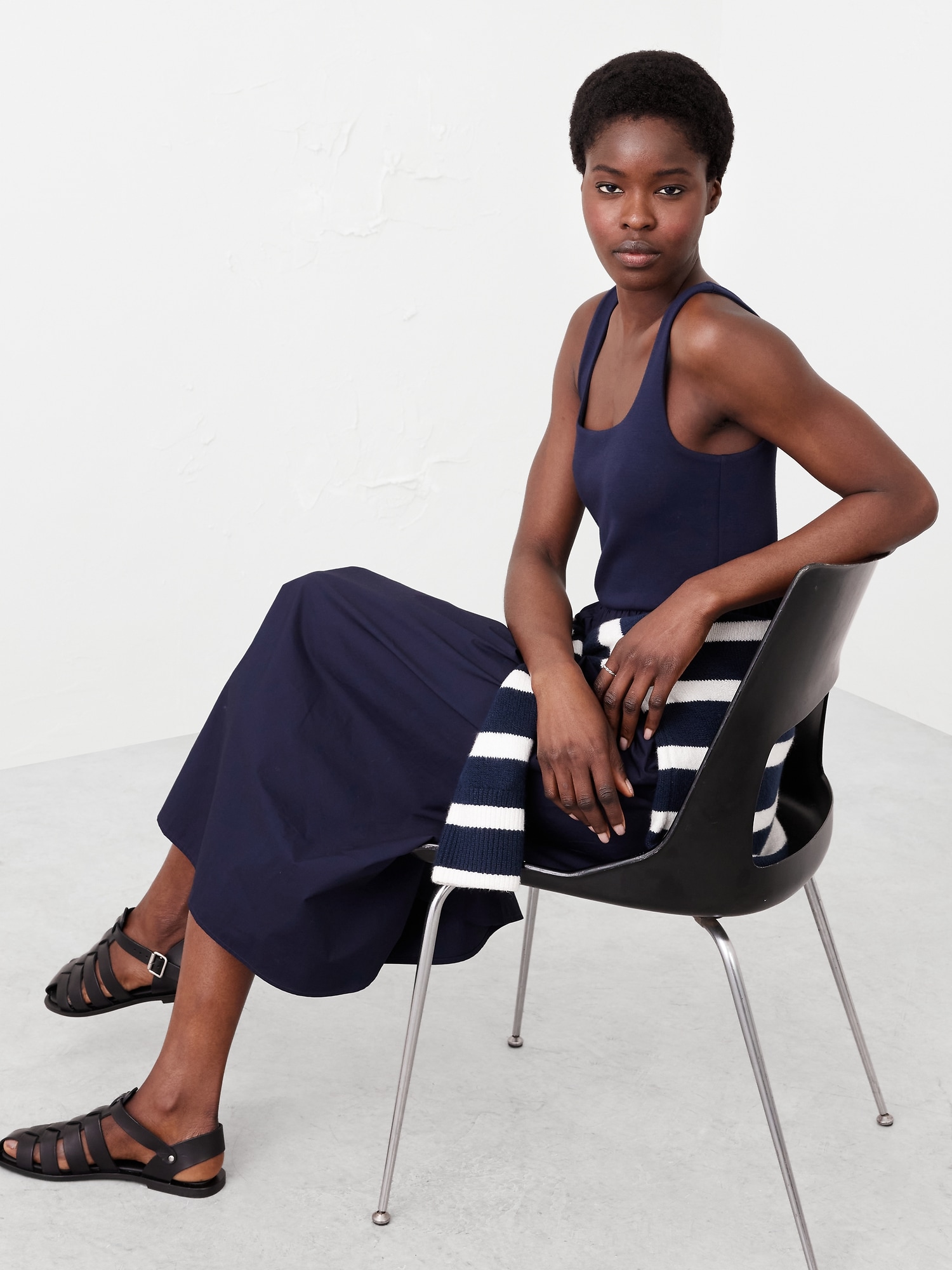 Tank Mixed Media Midi Dress
