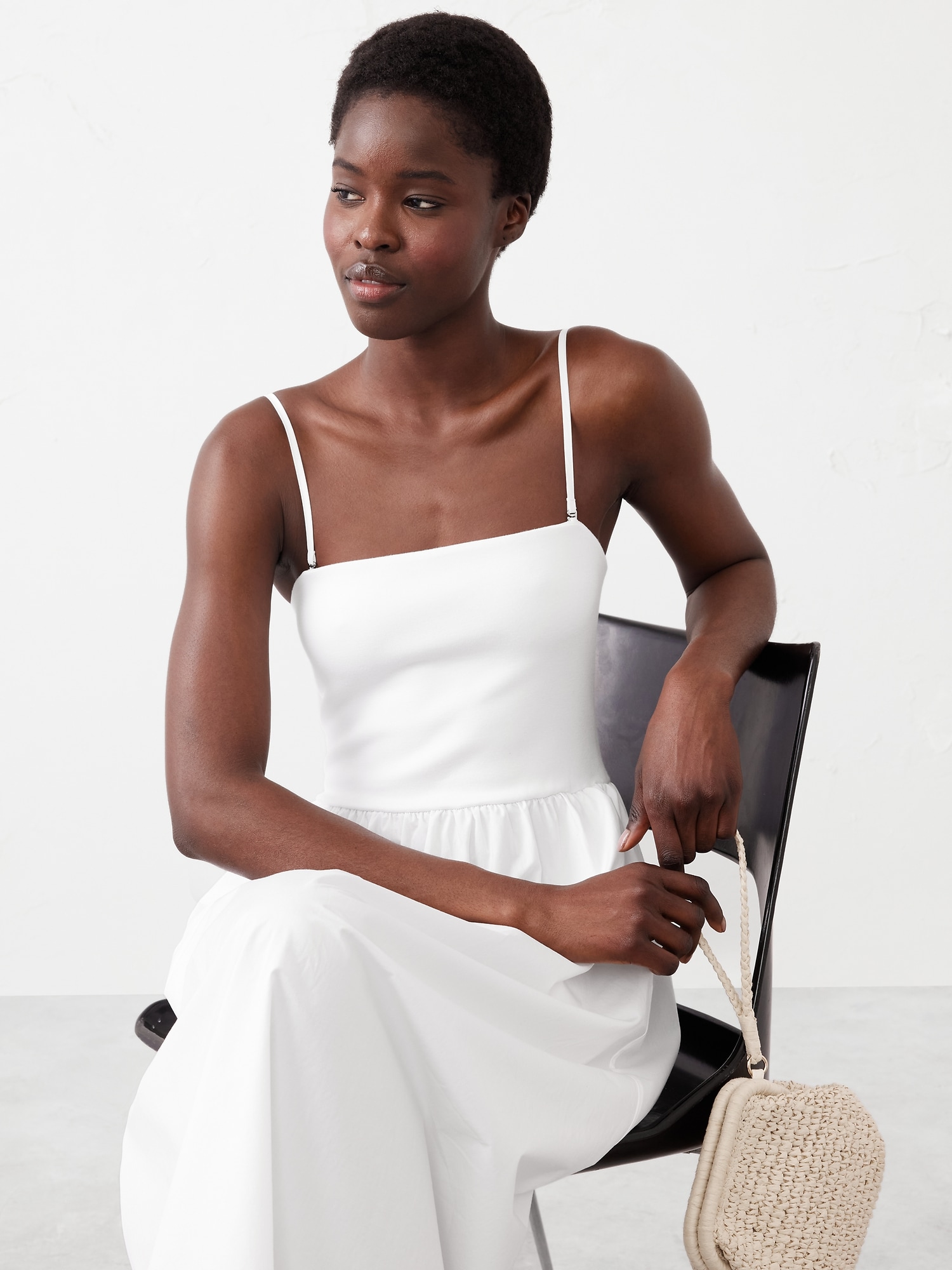 Strappy Mixed Media Midi Dress