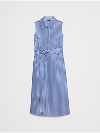 Poplin Cross-Waist Midi Dress
