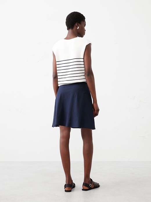 Linen-Blend Mini Slip Skirt