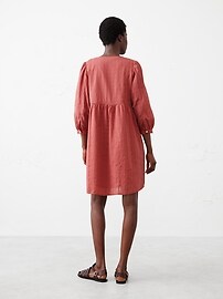 Voile Puff-Sleeve Peplum Mini Shift