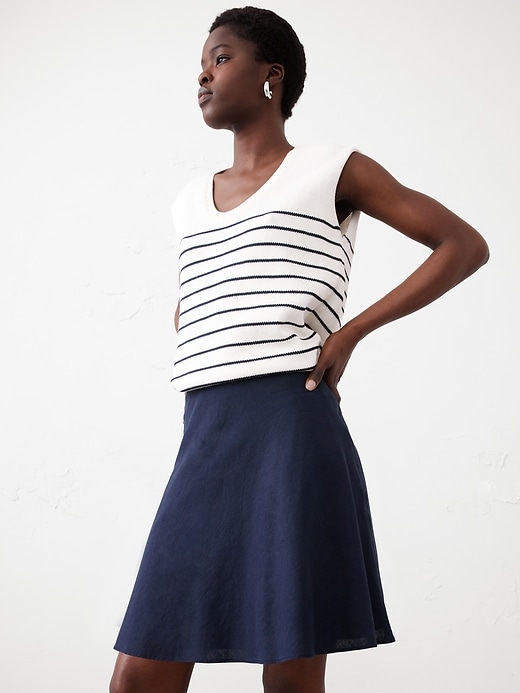 Linen-Blend Mini Slip Skirt